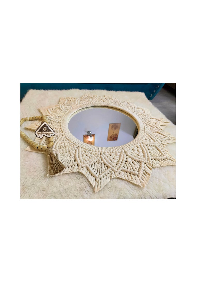 Egypt Antiques Handmade round macrame mirror by Egypt Antiques - Image 4