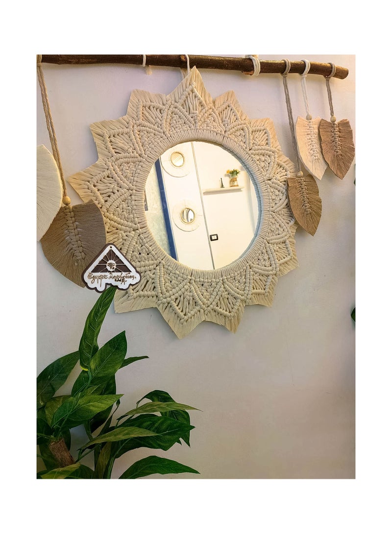 Egypt Antiques Handmade round macrame mirror by Egypt Antiques - Image 2