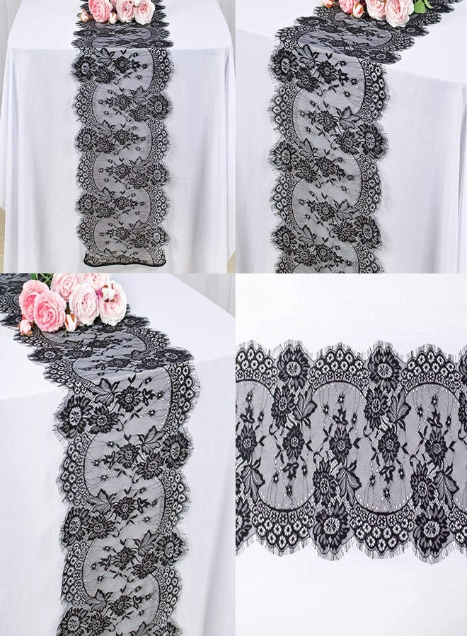 Fivenl 2 Packs Lace Table Runner Black 14 x 120 Inch Vintage Table Runner Chair Sash Floral Romantic Table Runners for Rustic Boho Wedding Table Decor Birthday Party Bridal Baby Shower Decorations - Image 5