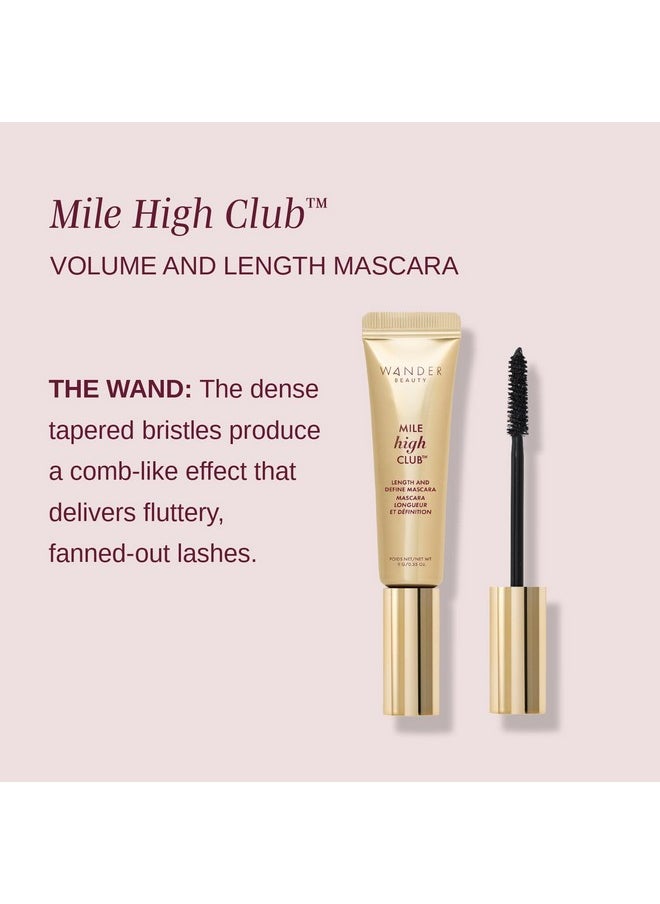 واندر بيوتي ماسكارا Mile High Club Length + Define Black - ماسكارا مقاومة للتلطخ وتطيل الرموش للحصول على مظهر كثيف ومروحي - زيت الخروع + أوراق الخوخ ترطب وتقوي الرموش - 0.31 أونصة سائلة  - Image 2