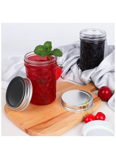 SKYLINK 12 Pack 8oz Mason Jars with Silver Lids – Crystal Glass Canning, 250ml Wide Mouth Jelly Jars for Honey, Jam, Food Storage, DIY Crafts, Party & Wedding Favors  - Image 3