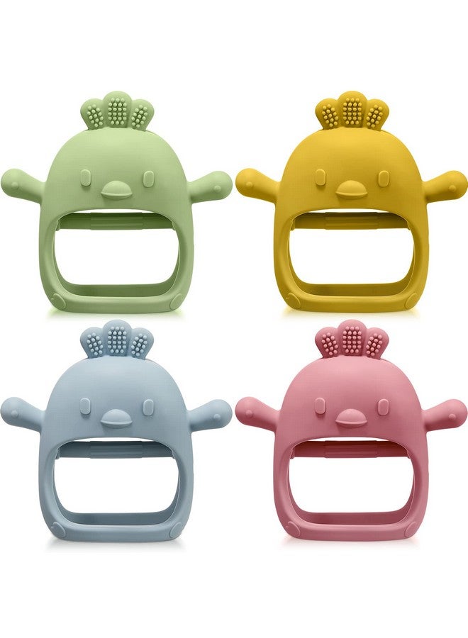 ووانجر 4 عبوات من ألعاب التسنين المصنوعة من السيليكون للأطفال الذين تزيد أعمارهم عن 6 أشهر، مضادة للسقوط، أدوات تسنين يدوية للمعصم، قفاز، ألعاب مضغ للأطفال لتلبية احتياجات المص - Image 1