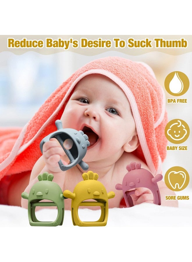 ووانجر 4 عبوات من ألعاب التسنين المصنوعة من السيليكون للأطفال الذين تزيد أعمارهم عن 6 أشهر، مضادة للسقوط، أدوات تسنين يدوية للمعصم، قفاز، ألعاب مضغ للأطفال لتلبية احتياجات المص - Image 3