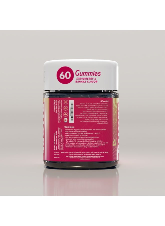 BMORE Creatine Monohydrate Gummies 60 Gummies Strawberry & Banana flavor - Image 2