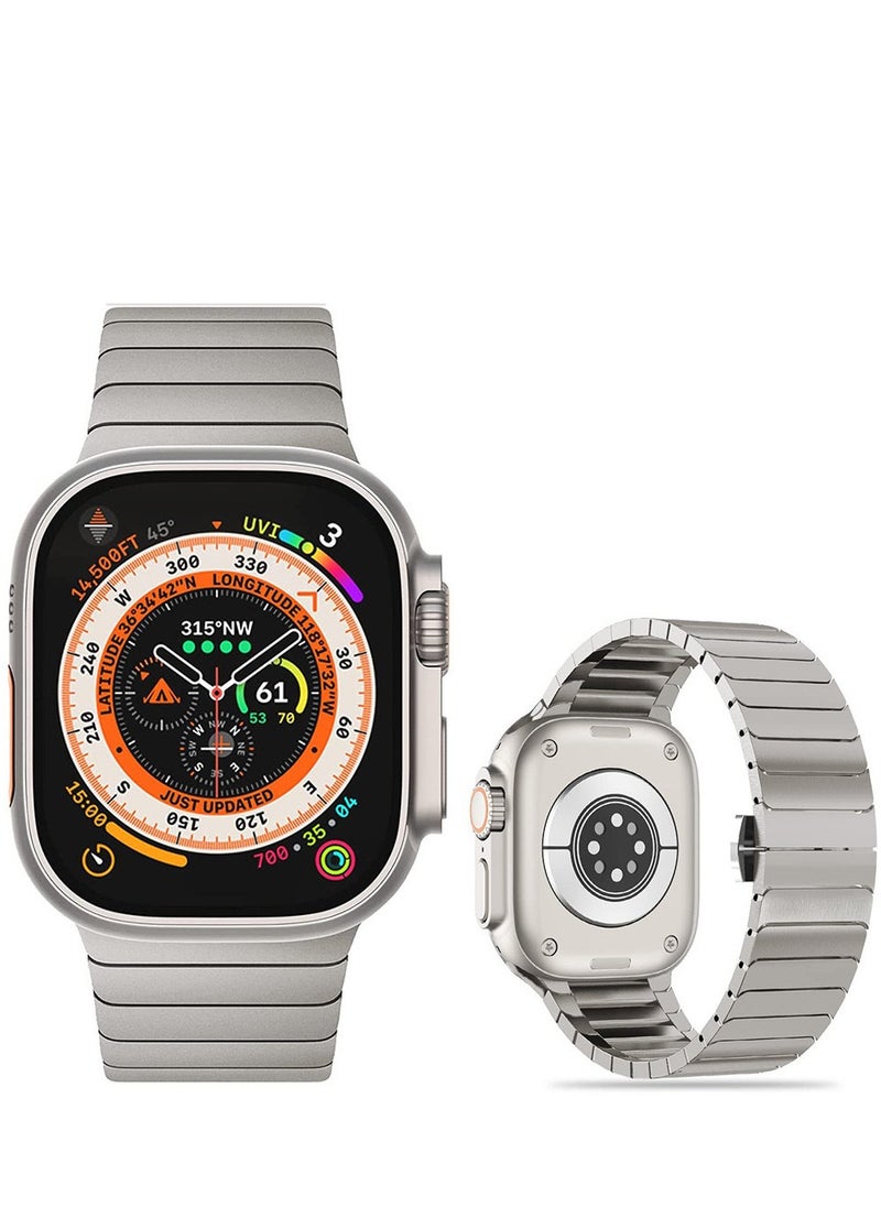 Generic - Compatible with Apple Watch Ultra 2 Band 49mm 45mm 44mm 42mm 41mm 40mm 38mm,Men and Women Stainless Steel Metal Band for iWatch Series SE/8/7/6/5/4/3/2/1 - Image 1
