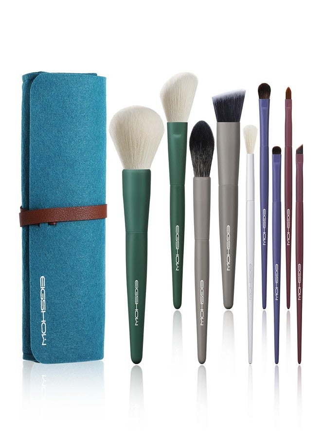 EIGSHOW Makeup Brushes, EIGSHOW 5 Color Essential Travel Makeup Brush Set with Ultra Soft Synthetic Fibers for Powder Blush Concealer Contouring Highlighting - Image 1