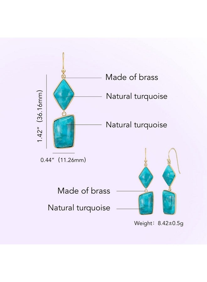 Jupiter Natural Turquoise Moonstone Earrings For Women Genuine Gemstone Dangle Earrings For Ladies Girls Birthstone Earrings Fashion Jewelry Gifts For Valentine'S Day Stone Turquoise - Image 2