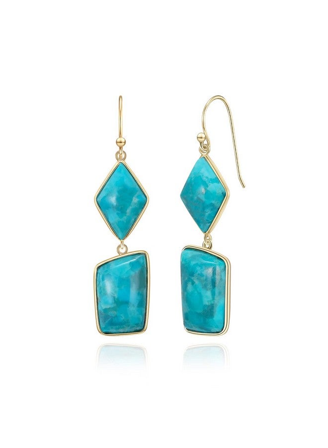 Jupiter Natural Turquoise Moonstone Earrings For Women Genuine Gemstone Dangle Earrings For Ladies Girls Birthstone Earrings Fashion Jewelry Gifts For Valentine'S Day Stone Turquoise - Image 1