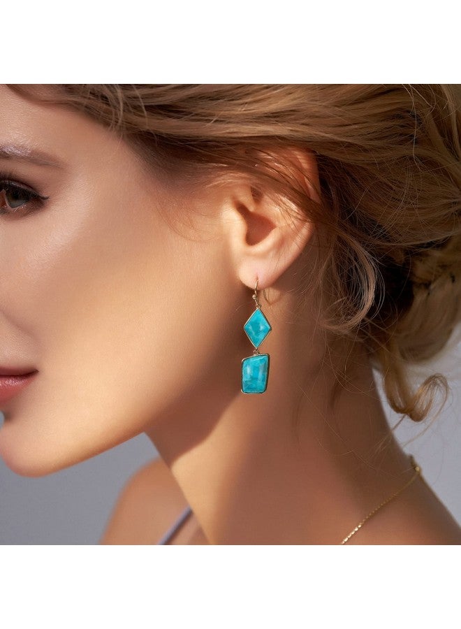 Jupiter Natural Turquoise Moonstone Earrings For Women Genuine Gemstone Dangle Earrings For Ladies Girls Birthstone Earrings Fashion Jewelry Gifts For Valentine'S Day Stone Turquoise - Image 5