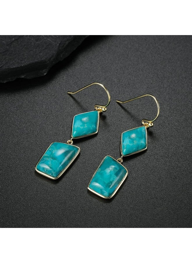 Jupiter Natural Turquoise Moonstone Earrings For Women Genuine Gemstone Dangle Earrings For Ladies Girls Birthstone Earrings Fashion Jewelry Gifts For Valentine'S Day Stone Turquoise - Image 3