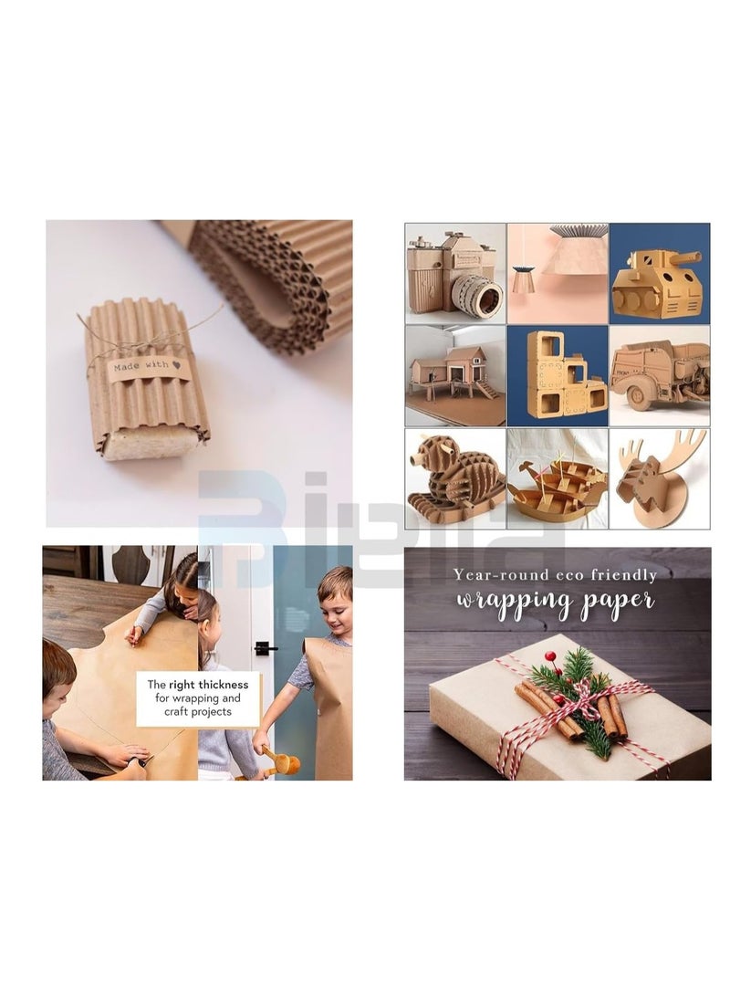 Biella Biella 30 Mtr x 130cm Height Corrugated Roll Brown Packaging Paper Corrugated Cardboard Sheets Eco-friendly Wrap Kraft Paper Roll For Packing, Moving, Gift Wrapping, Shipping Etc. - Image 5