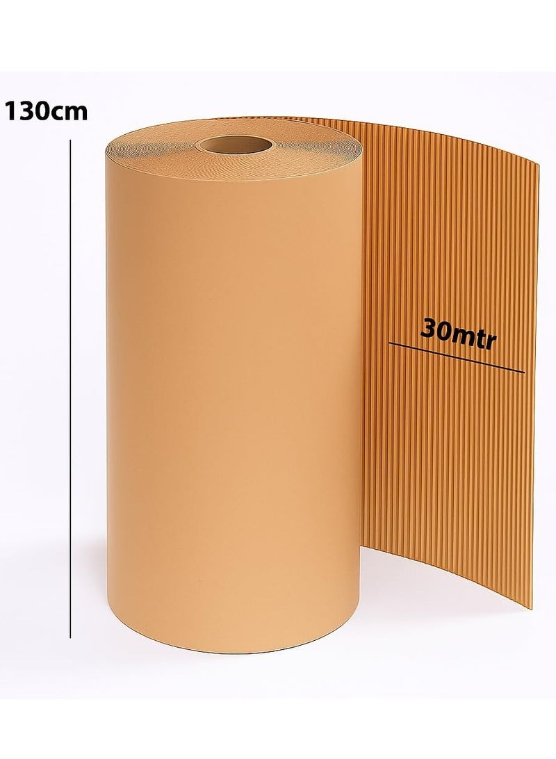 Biella Biella 30 Mtr x 130cm Height Corrugated Roll Brown Packaging Paper Corrugated Cardboard Sheets Eco-friendly Wrap Kraft Paper Roll For Packing, Moving, Gift Wrapping, Shipping Etc. - Image 2