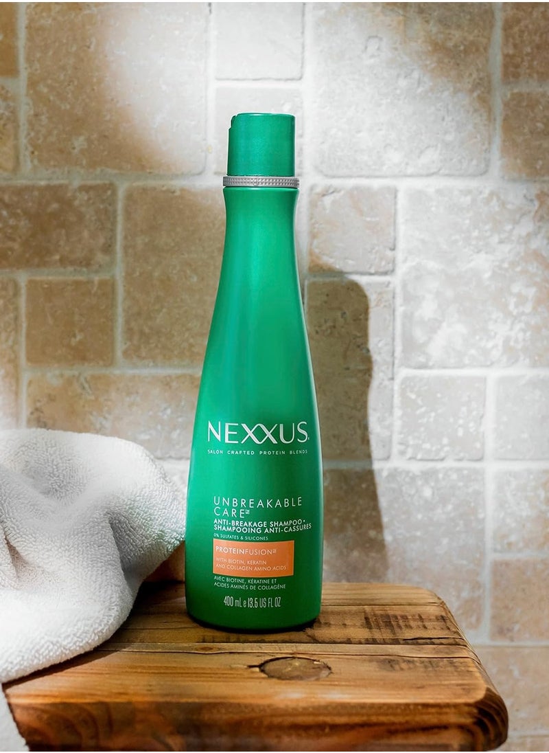 Nexxus - Nexxus Unbreakable Care Anti-Breakage Shampoo With Keratin, Collagen, Biotin For Fine And Thin Hair Sulfate Free Shampoo 13.5 oz - Image 1