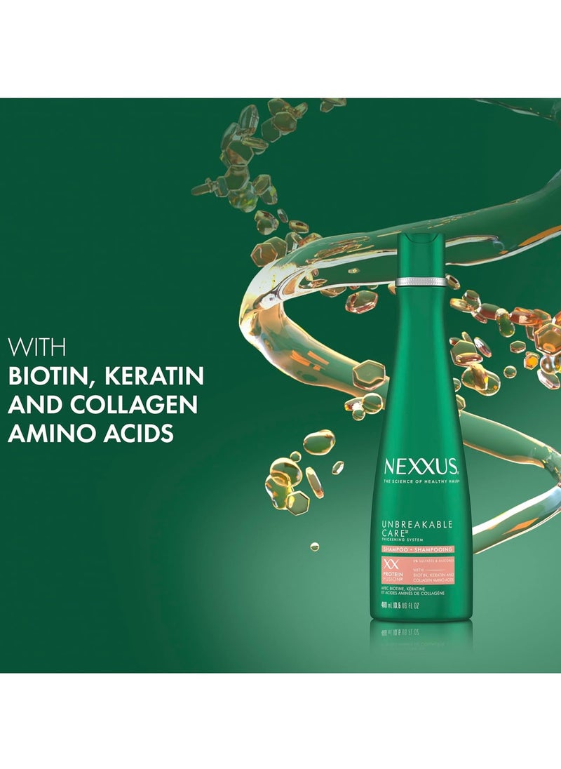 Nexxus - Nexxus Unbreakable Care Anti-Breakage Shampoo With Keratin, Collagen, Biotin For Fine And Thin Hair Sulfate Free Shampoo 13.5 oz - Image 1