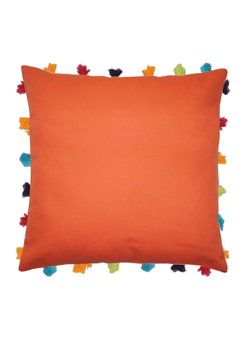 Lushomes - Lushomes Cushion Cover 18x18, Boho Cushion Covers, Sofa Pillow Cover, Cushion Covers with Tassels, Cushion Cover with pom pom (18x18 Inches, Set of 3,Red) - Image 1