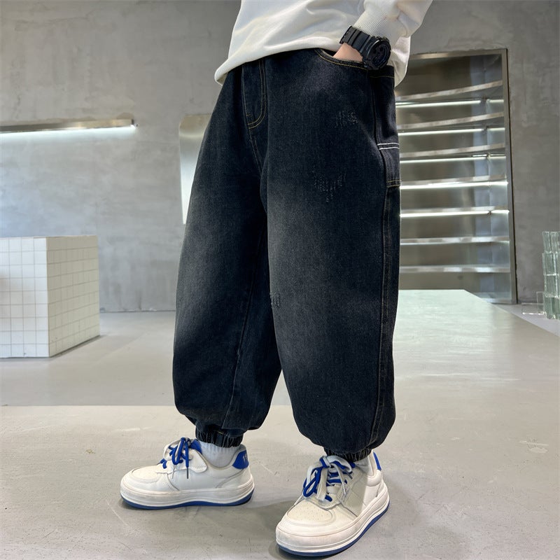 Boys' Pants Large Children Loose Children'S Handsome Boy Denim Pants A Generation Of Hair - Image 1