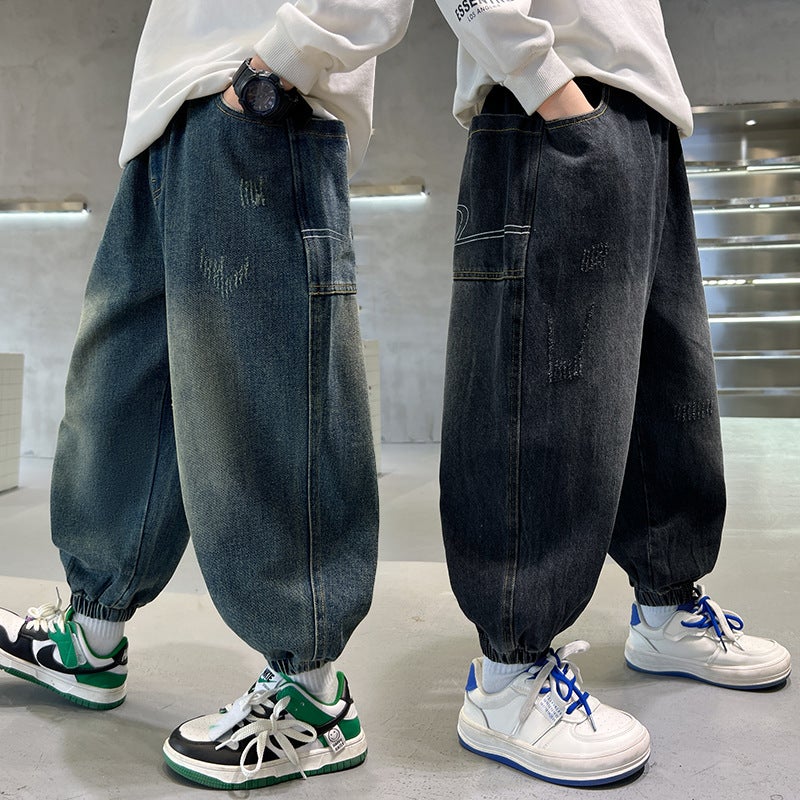 Boys' Pants Large Children Loose Children'S Handsome Boy Denim Pants A Generation Of Hair - Image 2