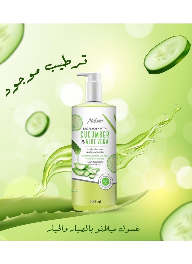 MELANO - Facial Wash with Cucumber and Aloe Vera 200 ml - Image 1