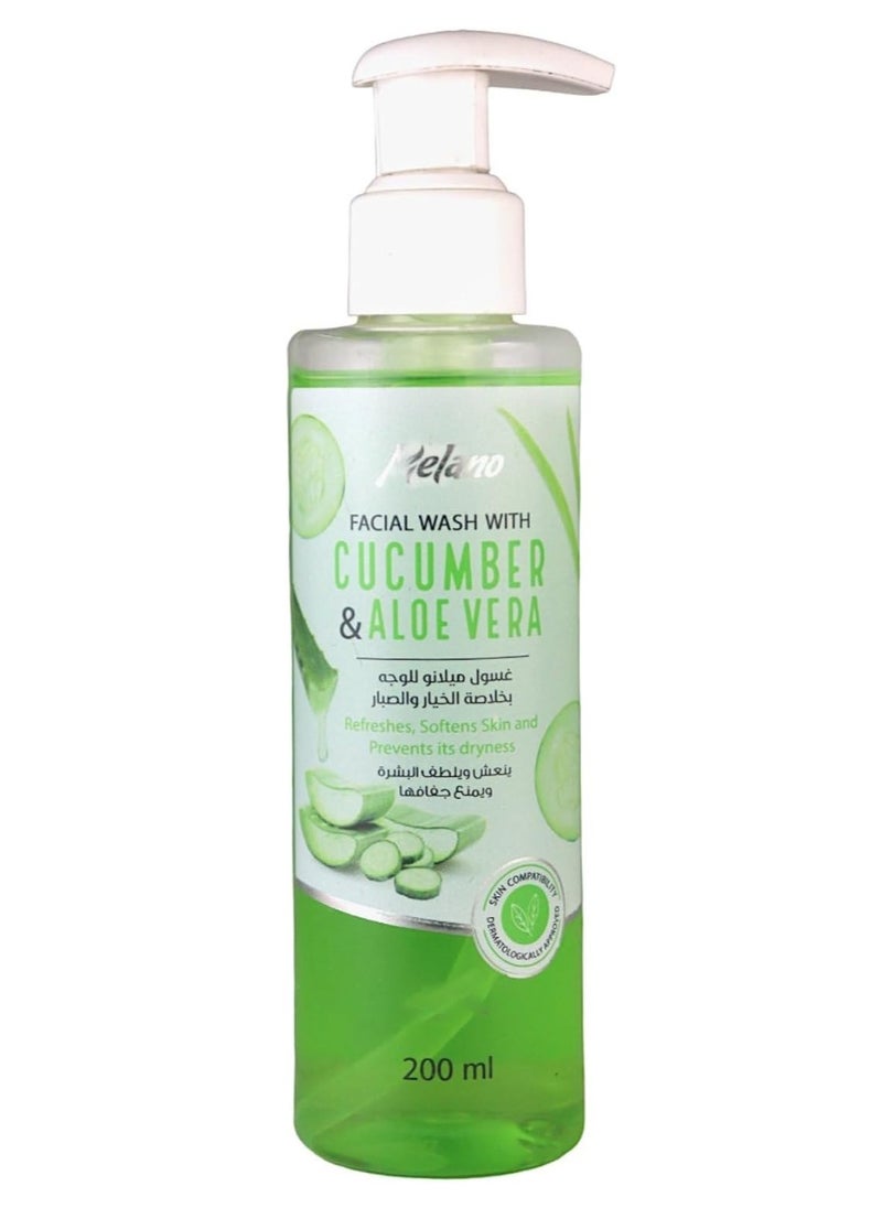 MELANO - Facial Wash with Cucumber and Aloe Vera 200 ml - Image 1