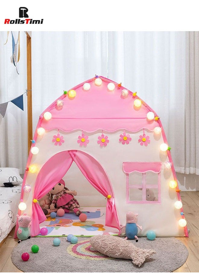 RollsTimi  Princess Tent with Ball Light for Kids Indoor Outdoor Games,Pink  - Image 1