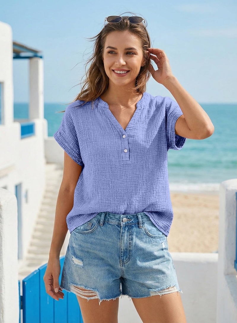 Dokotoo Womens Boho Tops for Women Spring 2026 Summer Shirts Casual Blouses Comfy Women's Clothing Cute Tops Vacation Beach Clothes Cruise Outfits Resort Wear 2026 - Image 5
