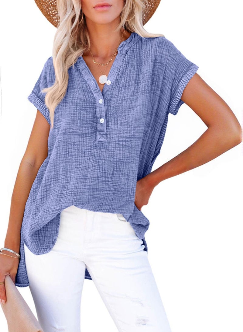 Dokotoo Womens Boho Tops for Women Spring 2026 Summer Shirts Casual Blouses Comfy Women's Clothing Cute Tops Vacation Beach Clothes Cruise Outfits Resort Wear 2026 - Image 1