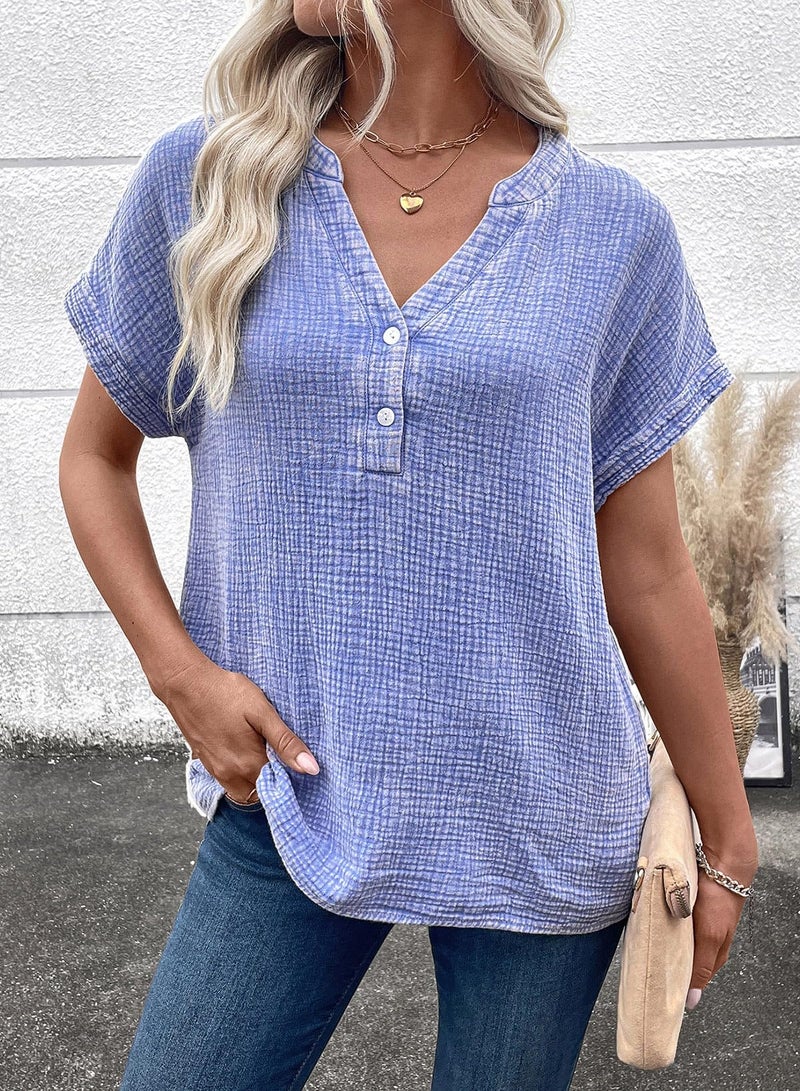 Dokotoo Womens Boho Tops for Women Spring 2026 Summer Shirts Casual Blouses Comfy Women's Clothing Cute Tops Vacation Beach Clothes Cruise Outfits Resort Wear 2026 - Image 3