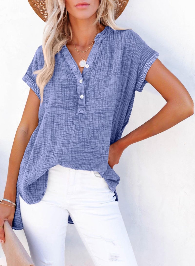 Dokotoo Womens Boho Tops for Women Spring 2026 Summer Shirts Casual Blouses Comfy Women's Clothing Cute Tops Vacation Beach Clothes Cruise Outfits Resort Wear 2026 - Image 2