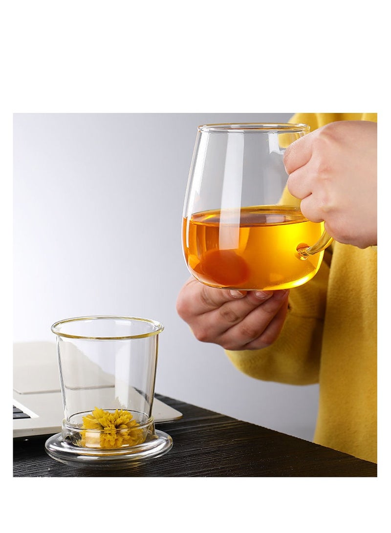 SYOSI 16.9 oz,Glass Tea Infuser Cups with Strainer and Lid,Tea Mugs with Infuser and Lid,Loose Tea Infuser,Hot Tea Diffuser Cup, (glass cover)，Glass Tea Cups - Image 4
