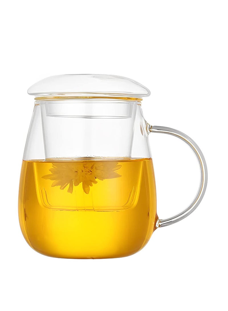 SYOSI 16.9 oz,Glass Tea Infuser Cups with Strainer and Lid,Tea Mugs with Infuser and Lid,Loose Tea Infuser,Hot Tea Diffuser Cup, (glass cover)，Glass Tea Cups - Image 1