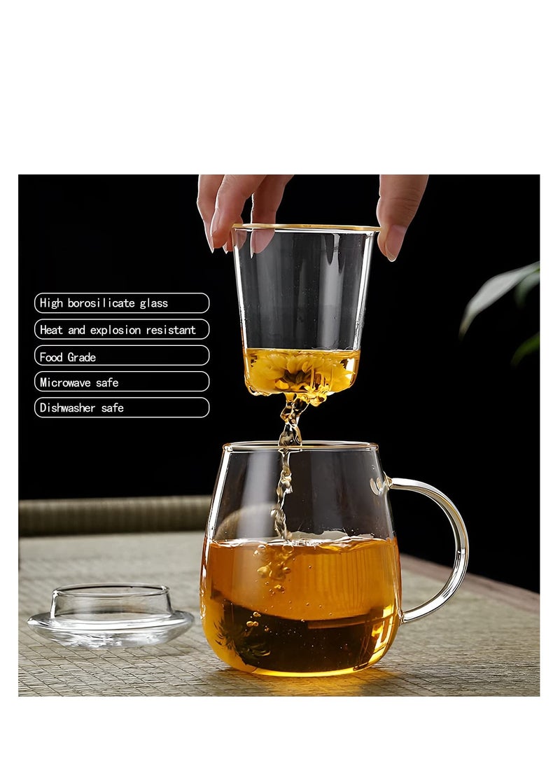 SYOSI 16.9 oz,Glass Tea Infuser Cups with Strainer and Lid,Tea Mugs with Infuser and Lid,Loose Tea Infuser,Hot Tea Diffuser Cup, (glass cover)，Glass Tea Cups - Image 2