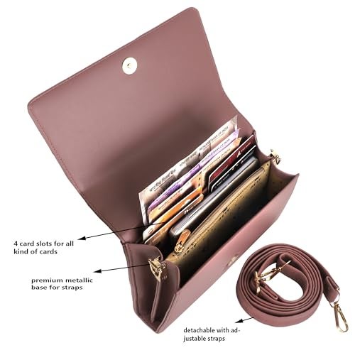 ALSU Women's trendy Sling Bag Peach | handbag | purse | crossbody bag| deattachable straps |card slots (irf-019pch) - Image 4
