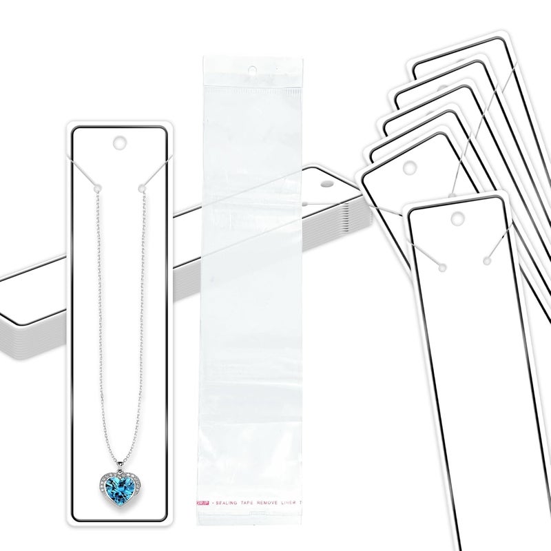 DEEPTAGS Jewellery Display Bags with Plastic Bags for Bracelet Necklace Pendants Jewelry White 50 PCS
