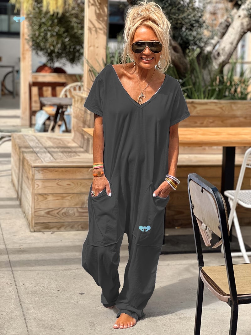 Lightweight Feel Women'S Soft Gray Jumpsuit Casual, Short - Image 2