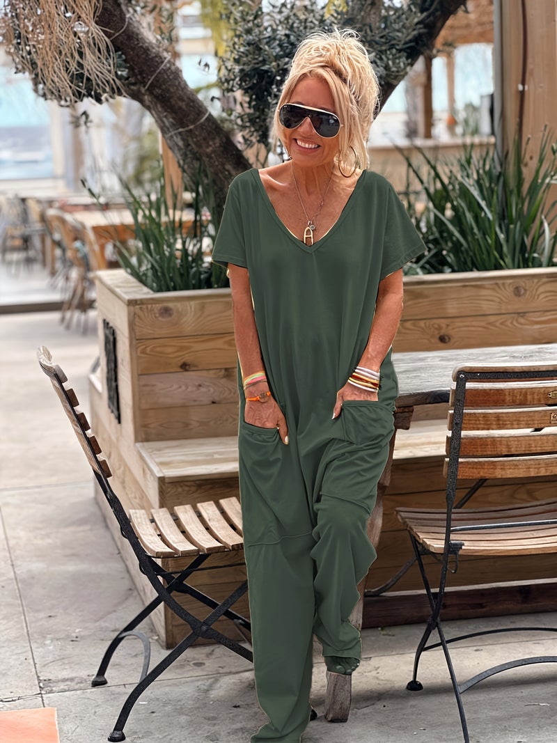 Lightweight Feel Women'S Soft Gray Jumpsuit Casual, Short - Image 5
