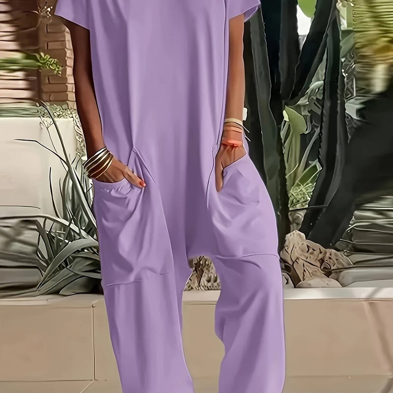 Lightweight Feel Women'S Soft Gray Jumpsuit Casual, Short - Image 1