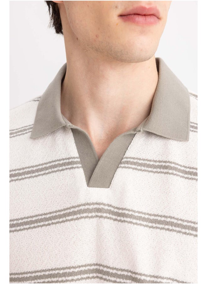 DeFacto - Man Smart Casual Regular Fit Resort Neck Short Sleeve Knitted Polo T-Shirt - Image 1