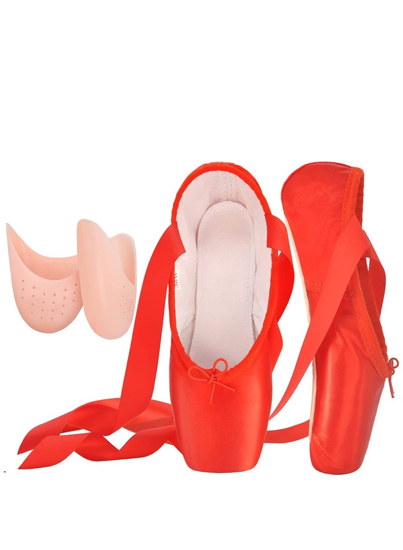 SYOSI Ballet Pointe Shoes Pink Professional Dance Soft Shank Satin With Sewn Ribbon For Girls Women For All Dancers Sise: 36 23Cm  - Image 2