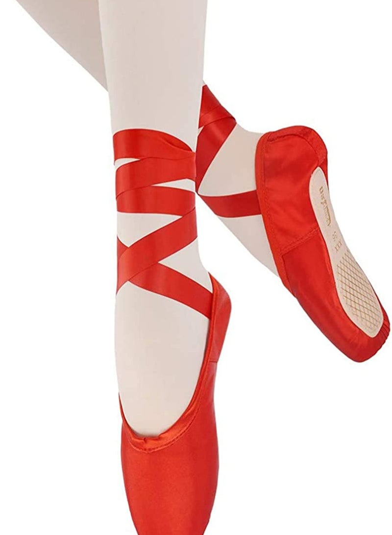 SYOSI Ballet Pointe Shoes Pink Professional Dance Soft Shank Satin With Sewn Ribbon For Girls Women For All Dancers Sise: 36 23Cm  - Image 1
