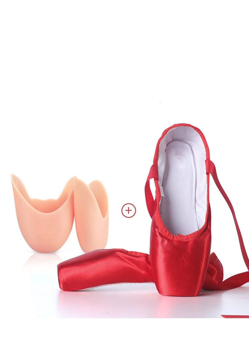 SYOSI Ballet Pointe Shoes Pink Professional Dance Soft Shank Satin With Sewn Ribbon For Girls Women For All Dancers Sise: 36 23Cm  - Image 4