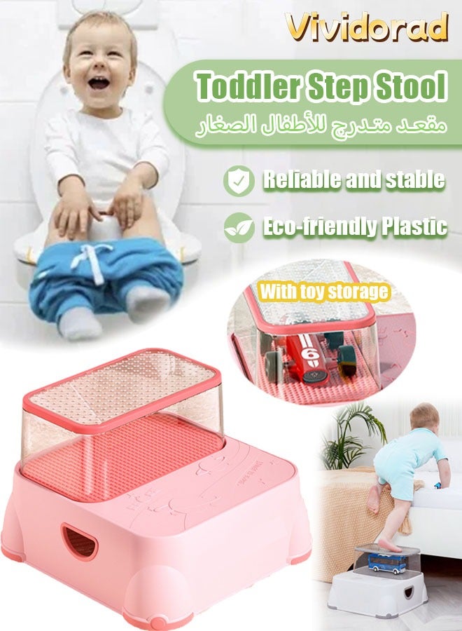 Vividorad Toddler Step Stool for Bathroom Sink, Non-Slip Toddler Step Stool for Bathroom Sink & Potty Training,Kids Toilet Potty Step Stools, Heavy Duty Baby Child Stepping Stool with Handle for Toddlers Kitchen Counter Bedroom Nursery Room - Image 1