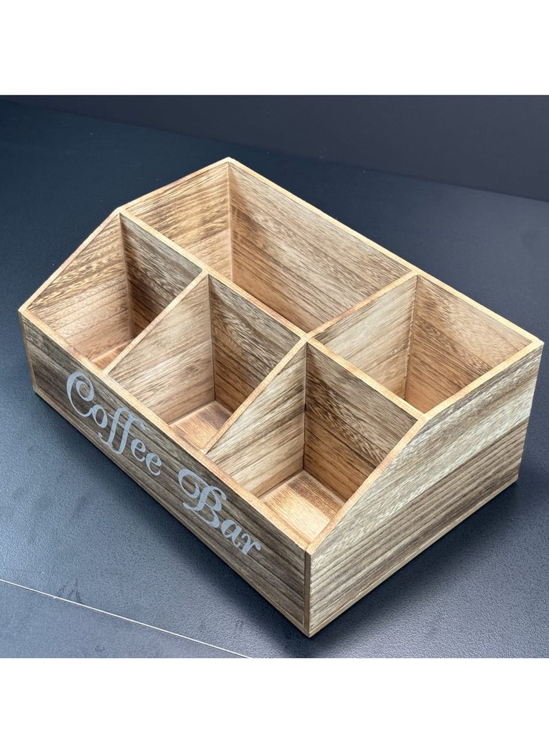 Wooden Coffee Bar Storage and Organizer (Dimensions: 32 cm Lenght* 20 cm Width* 13 cm Height) (200 grams) – A Stylish Touch for Your Coffee Corner