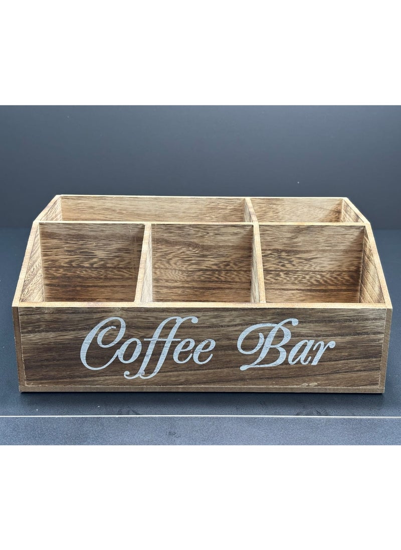 Wooden Coffee Bar Storage and Organizer (Dimensions: 32 cm Lenght* 20 cm Width* 13 cm Height) (200 grams) – A Stylish Touch for Your Coffee Corner