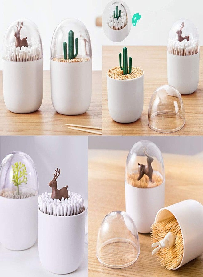 HomDSim 2 Pack Creative Cotton Swab Holder,Cotton Bud Small Q-Tips Toothpicks Brushes Holder Box Case Storage Organizer Jar with Clear Lid Dustproof Cover - Image 5