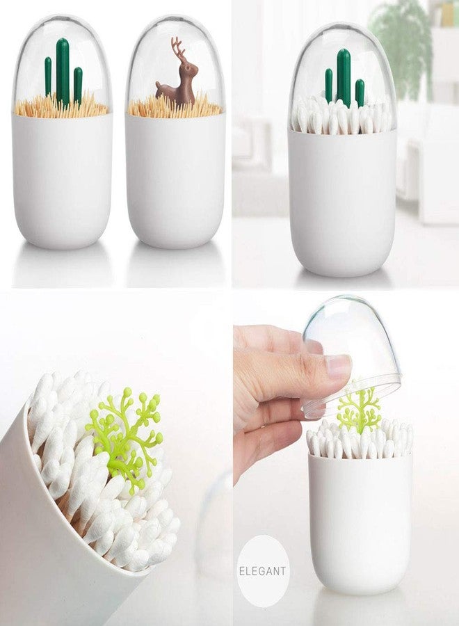 HomDSim 2 Pack Creative Cotton Swab Holder,Cotton Bud Small Q-Tips Toothpicks Brushes Holder Box Case Storage Organizer Jar with Clear Lid Dustproof Cover - Image 4