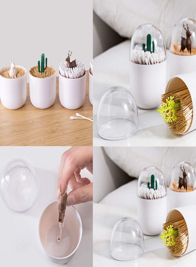 HomDSim 2 Pack Creative Cotton Swab Holder,Cotton Bud Small Q-Tips Toothpicks Brushes Holder Box Case Storage Organizer Jar with Clear Lid Dustproof Cover - Image 2
