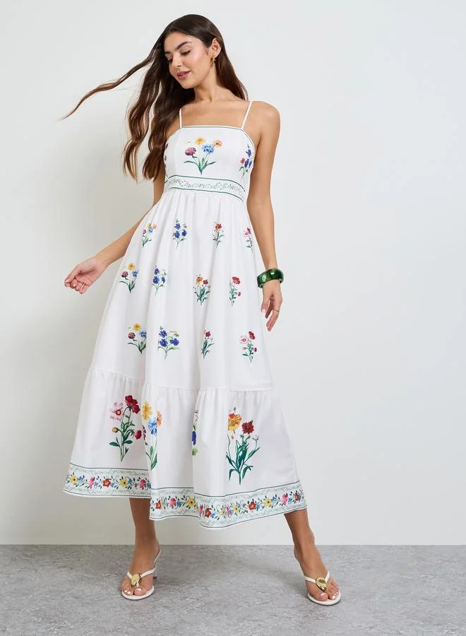 Take Two White Floral Print Strappy Maxi Dress