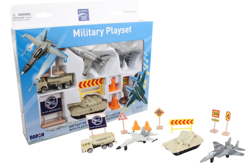 Daron Boeing Military 12Piece Playset with DieCast Metal Model Airplane with Plastic Parts Vehicles and Military Accessories for Kids Ages 3 - Image 3