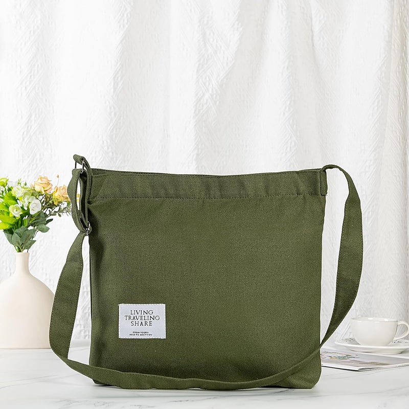 Covelin Women's Retro Large Size Canvas Shoulder Bag Hobo Crossbody Handbag Casual Tote - Image 4