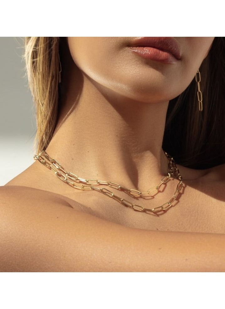 Gold Zone - Real Gold Solid Link Necklace - Image 1